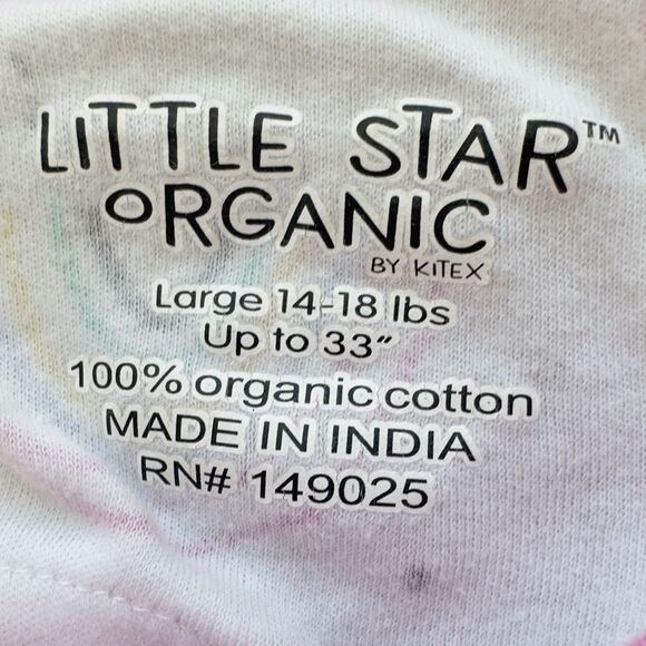 Little Star Organic Rainbow Print Colorful Velcro  Baby Swaddle. Large. - Picture 3 of 4